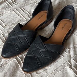 Maurices Black Pointed Flats with Cross-Stitch Detail